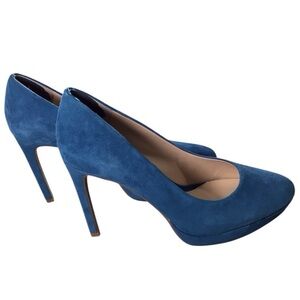 Gianni Bini Blue Suede Platform Heels EUC size 9
